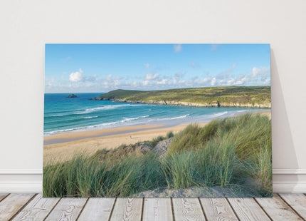 Crantock beach and river gannel sea view Cornwall canvas picture print landscape