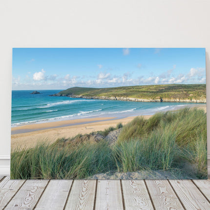 Crantock beach and river gannel sea view Cornwall canvas picture print landscape