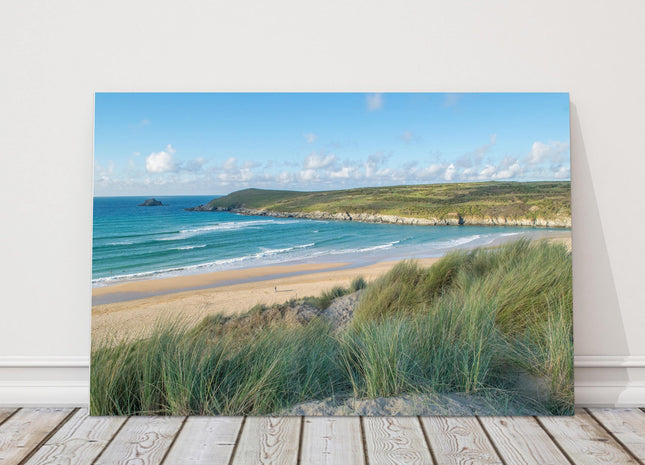 Crantock beach and river gannel sea view Cornwall canvas picture print landscape