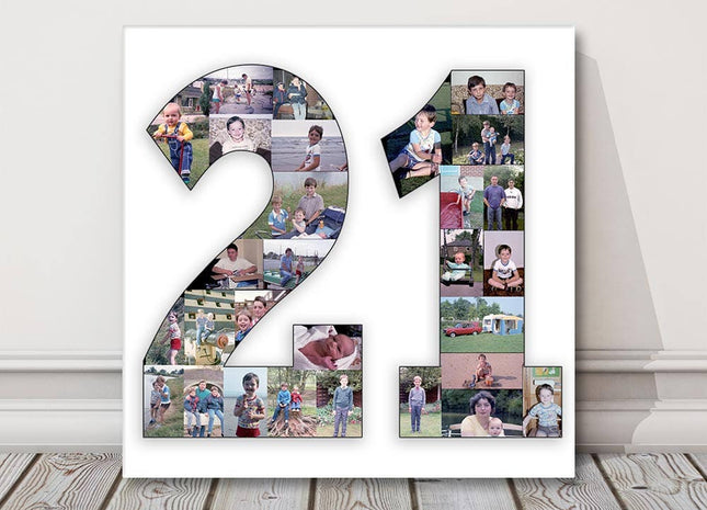 Number photo collage canvas picture print Birthday gift anniversary any number