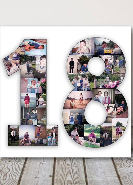 Number photo collage canvas picture print Birthday gift anniversary any number