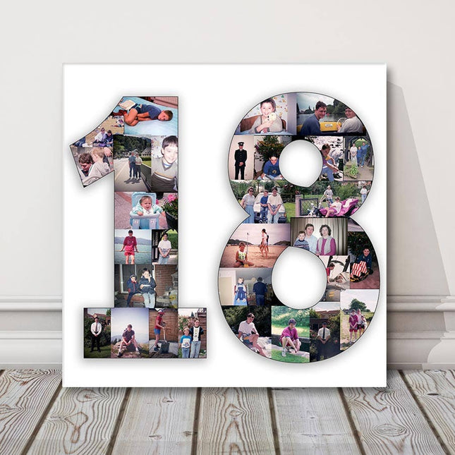 Number photo collage canvas picture print Birthday gift anniversary any number