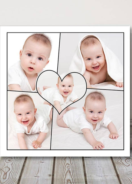 Love heart photo collage, canvas picture print.