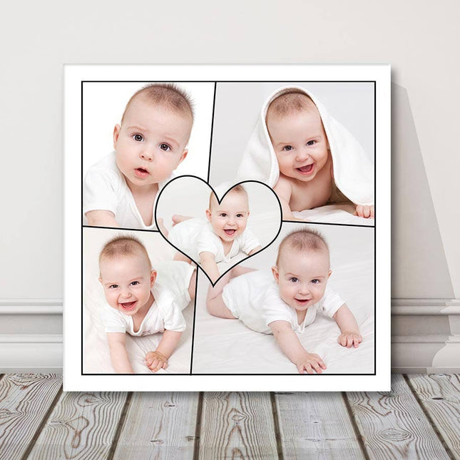 Love heart photo collage, canvas picture print.