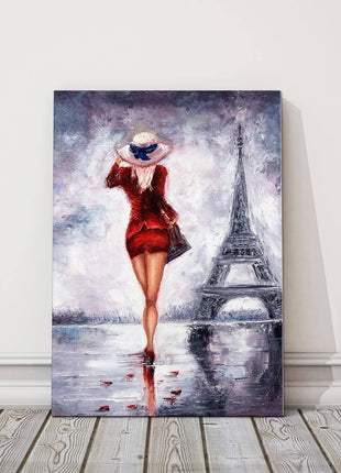 Paris. Woman near Eifell Tower Painting, printed and finished as a canvas print