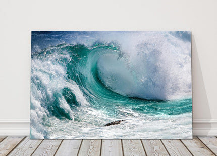 Ocean waves surf canvas picture print blue white