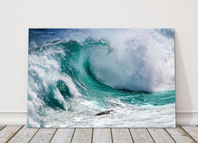 Ocean waves surf canvas picture print blue white