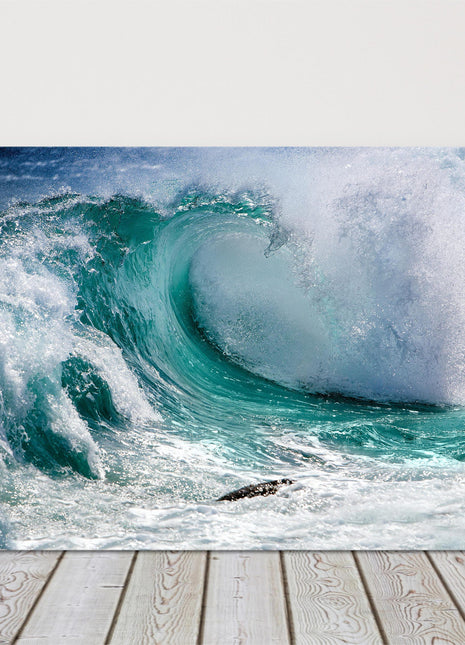 Ocean waves surf canvas picture print blue white