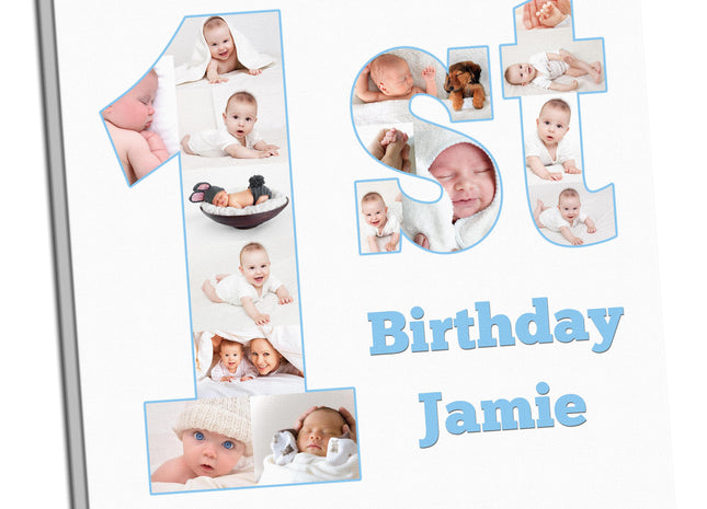 Personalised Birthday Photo Collage Canvas – 1st, 2nd or 3rd Birthday Gift