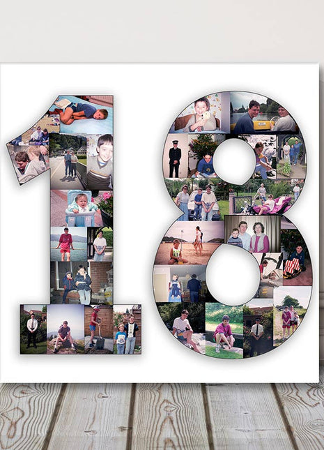 Number, photo collage canvas picture print.1 2 3 18 21 30 40 50 60 70 80 90 100.