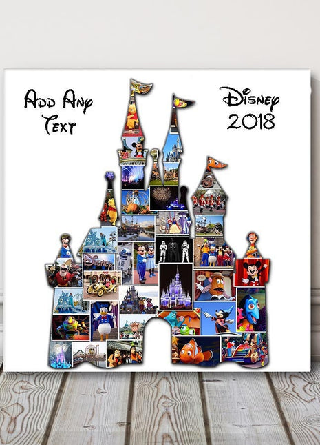 Disney shape holiday canvas picture print. Mickey mouse, photo collage.