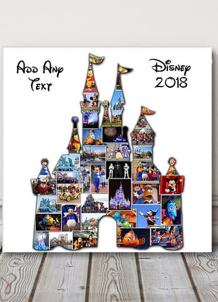 Disney shape holiday canvas picture print. Mickey mouse, disneyland photo collage.
