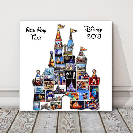 Disney shape holiday canvas picture print. Mickey mouse, disneyland photo collage.