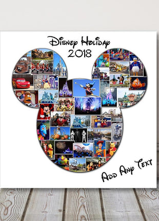 Disney shape holiday canvas picture print. Mickey mouse, photo collage.