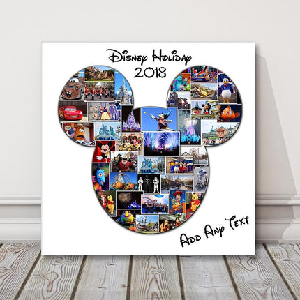Disney shape holiday canvas picture print. Mickey mouse, disneyland photo collage.
