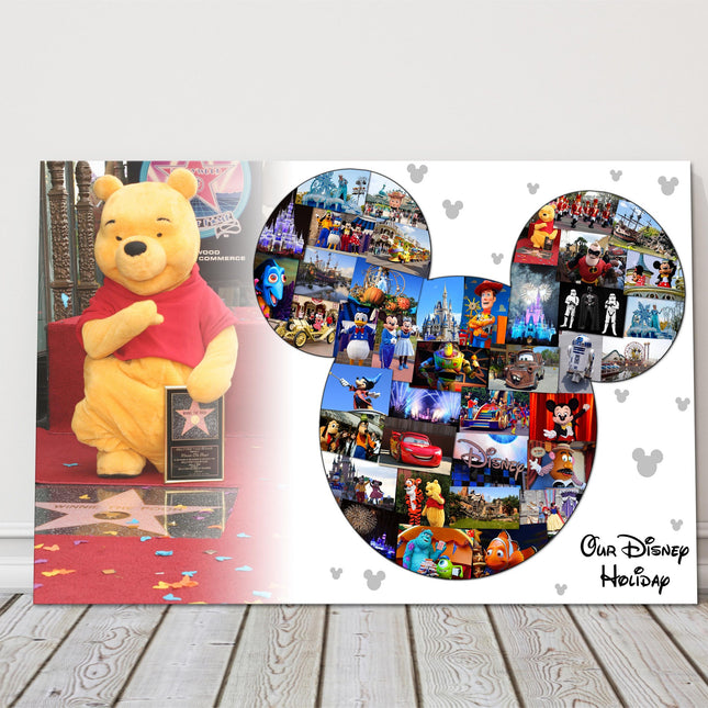 Disney style collage. Customised canvas picture with your own images.
