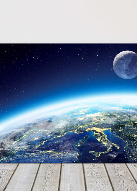 Earth and the moon Canvas picture print landscape space view