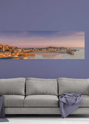 st Ives harbour panoramic canvas picture print Cornwall beach sunrise