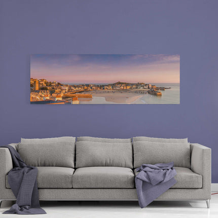 st Ives harbour panoramic canvas picture print Cornwall beach sunrise
