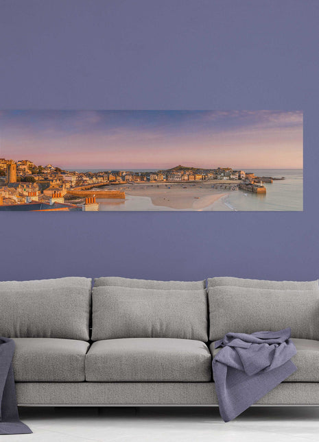 st Ives harbour panoramic canvas picture print Cornwall beach sunrise