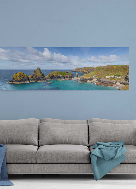Kaynance Cove, Cornwall. Panoramic canvas picture print.