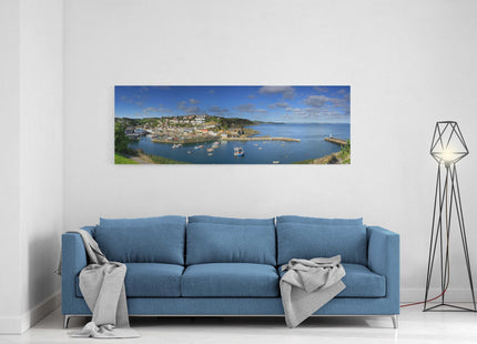 Mevagissey harbour panoramic canvas picture print, Cornwall.