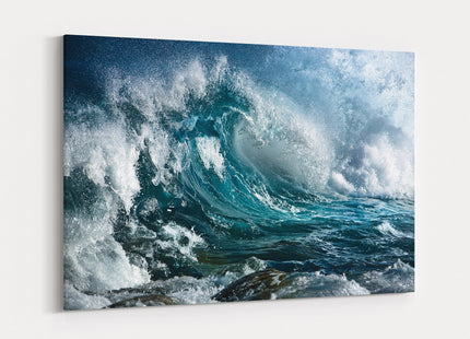 Waves breaking coastal image. Canvas picture print ocean surf popular image