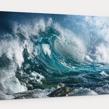 Waves breaking coastal image. Canvas picture print ocean surf popular image