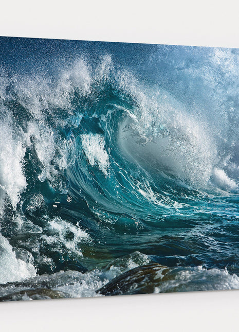 Waves breaking coastal image. Canvas picture print ocean surf popular image