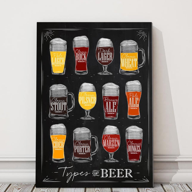 types of beer canvas picture print ideal for the kitchen or man cave pub portrait