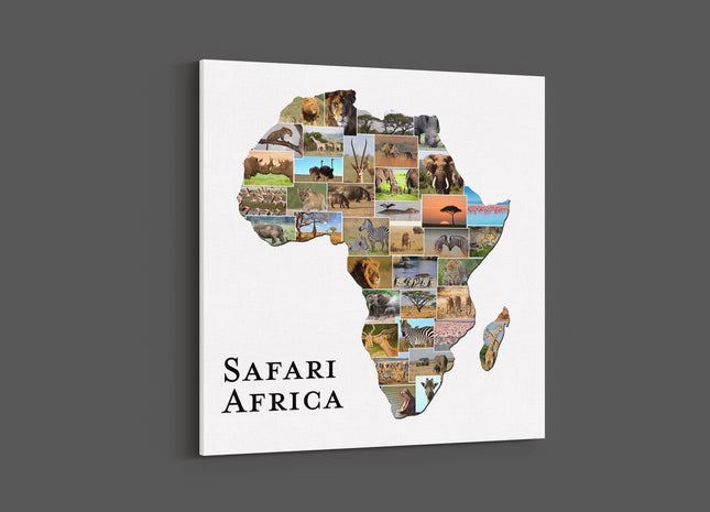 Country shape photo collage. Holiday safari memories canvas picture print