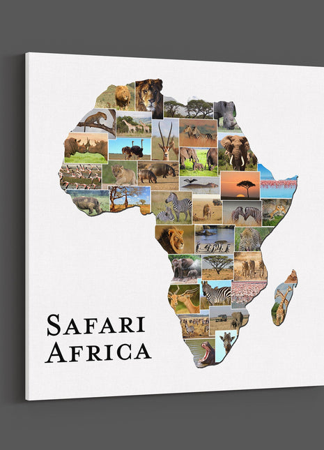 Country shape photo collage. Holiday safari memories canvas picture print