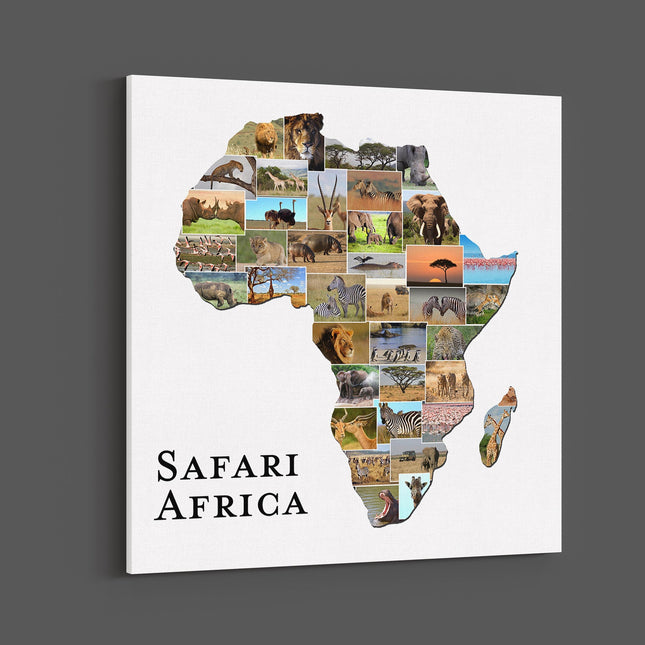 Country shape photo collage. Holiday safari memories canvas picture print