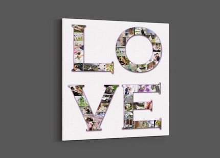 so in love LOVE letters canvas photo collage . Each letter filled with your pictures. Ideal for wedding or anniversary and valentines day.