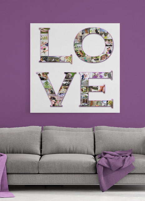 so in love LOVE letters canvas photo collage . Each letter filled with your pictures. Ideal for wedding or anniversary and valentines day.