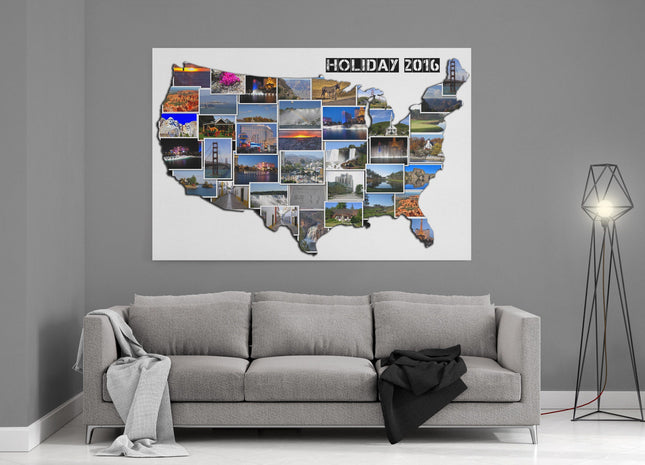 America country shape collage canvas picture print, Any country available