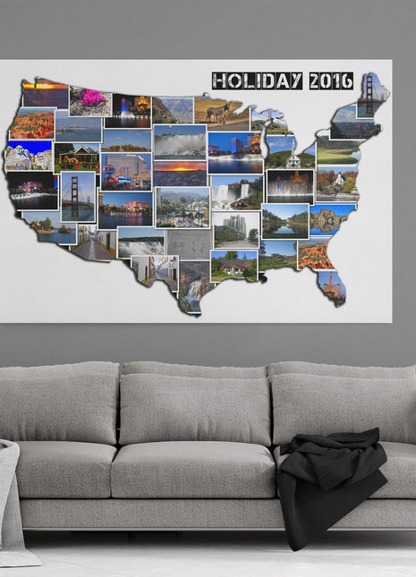 America country shape collage canvas picture print, Any country available