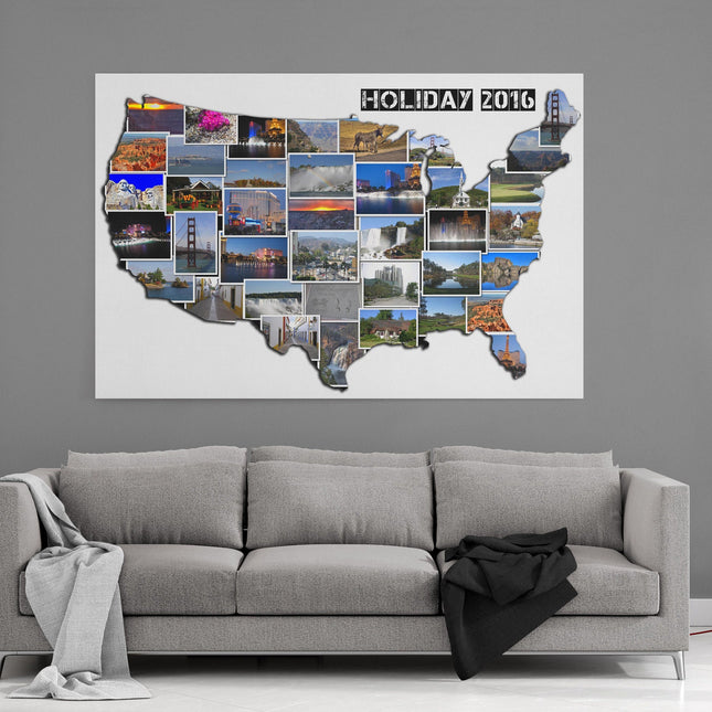 America country shape collage canvas picture print, Any country available