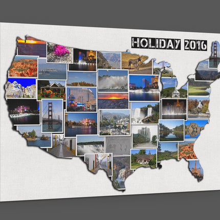 America country shape collage canvas picture print, Any country available