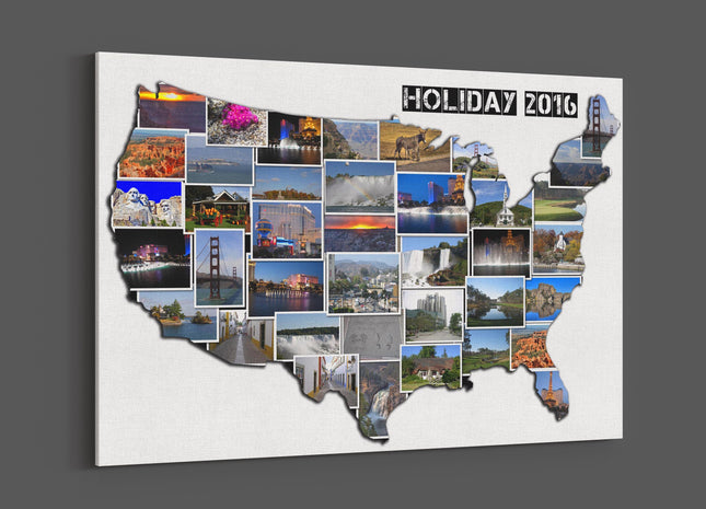 America country shape collage canvas picture print, Any country available