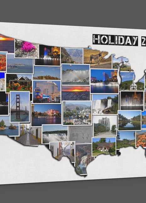 America country shape collage canvas picture print, Any country available
