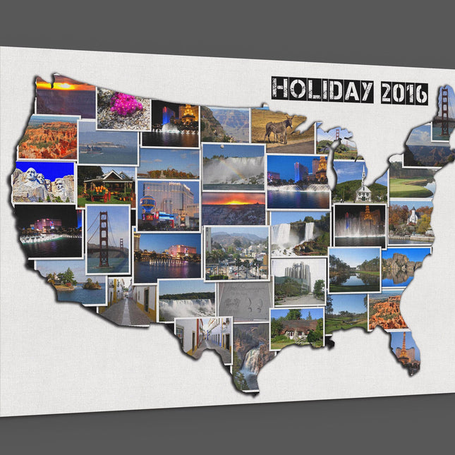America country shape collage canvas picture print, Any country available