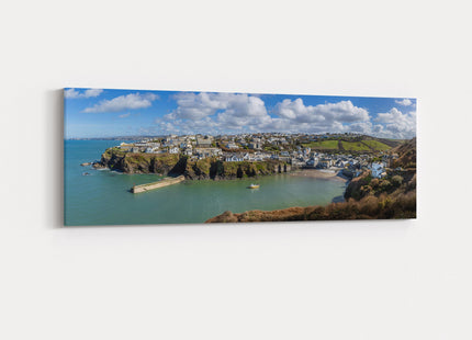 Port Isaac harbour panoramic canvas picture print village