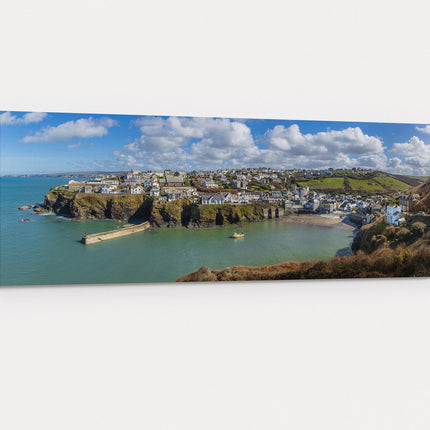 Port Isaac harbour panoramic canvas picture print village
