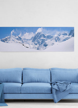 Alps mountain range canvas picture print. blues and whites snow ski