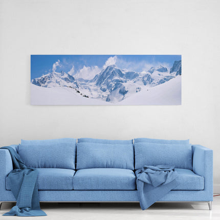 Alps mountain range canvas picture print. blues and whites snow ski