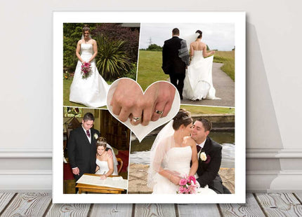 Multi picture collage ideal for weddings, babies or family pictures. Available to order in a choice of sizes.