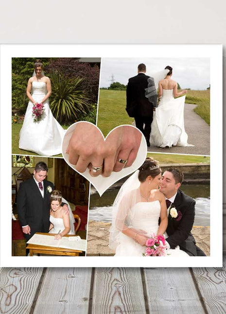 Multi picture collage ideal for weddings, babies or family pictures. Available to order in a choice of sizes.