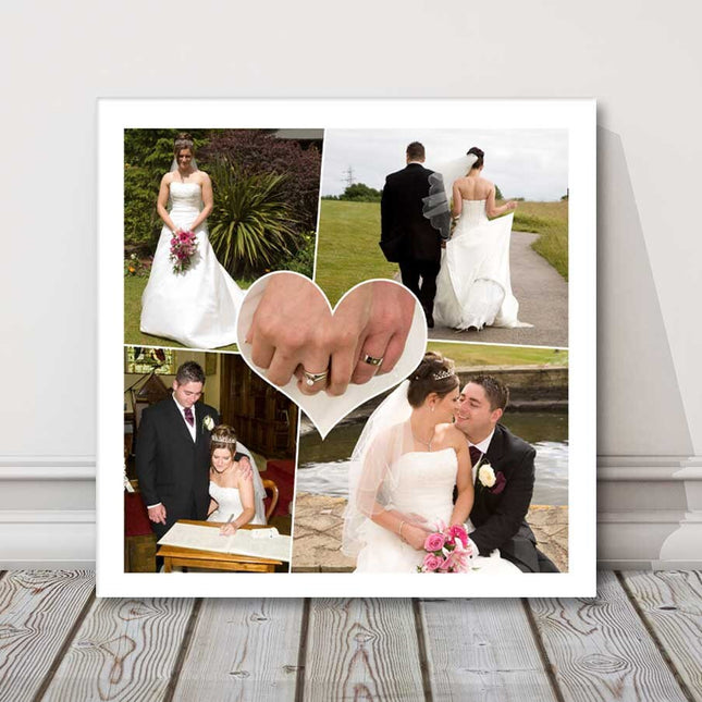 Multi picture collage ideal for weddings, babies or family pictures. Available to order in a choice of sizes.