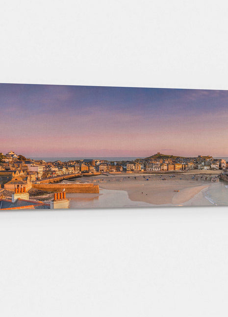 st Ives harbour panoramic canvas picture print Cornwall beach sunrise